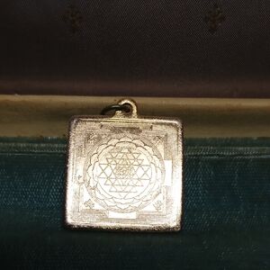 Gold Plated Shri Yantra Metal Big Geometric Pendant
